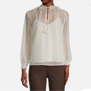 Nanette Lepore Sheer Blouse with Gold Dots